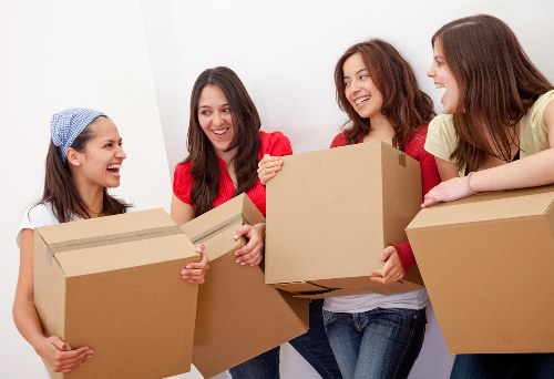 Moving crew handling access and loading in a Docklands business district