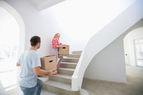 Office furniture and equipment prepared for a Docklands commercial move