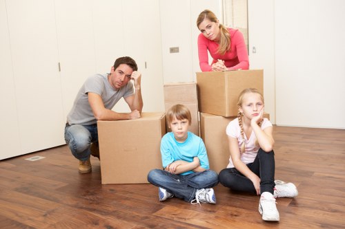 Packed moving boxes ready for a Docklands house removal